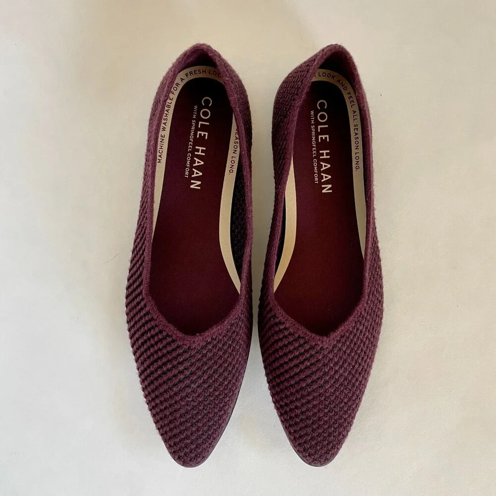 NWOT Cole Haan Springfeel Stitchlite Skimmer Washable Flats in Burgundy Size 6 - Picture 3 of 11